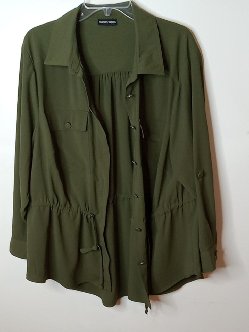 Modern Women Women's XL Olive Utility Drawstring Jacket SHACKET